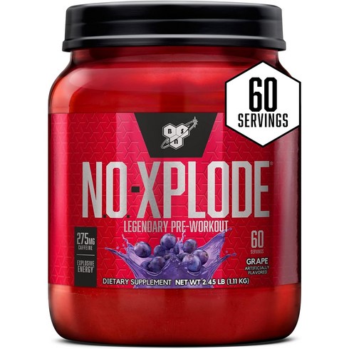 BSN 노 익스플로드 60서빙 2.45lb Fruit Punch, 그레이프 포도, 60 서빙, 1개, 1.11kg