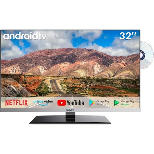 SYLVOX 스마트 RV TV DVD 플레이어 내장 32인치 캠퍼 1080P FHD용 12V Android 무료 다운로드 APP WiFi 블루투스 지원 HDMI 2개 및 USB, 32 inch Smart