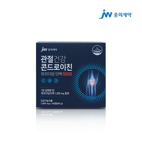 관절엔 콘드로이친 1200 12박스  - [JW중외제약] 관절건강 콘드로이친 뮤코다당 단백 1200 12박스(1박스:1 000 mg x 60정), 60정, 12개