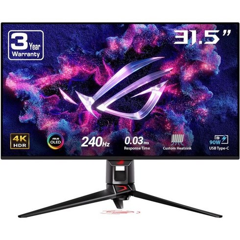 ASUS ROG Swift 32 4K OLED 게이밍 모니터 PG32UCDM UHD 3840 x 2160 QDOLED 240Hz 0.03ms GSYNC 호환 커스텀 히트싱크 그