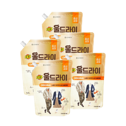 LG생활건강 테크 오리지널 울드라이 리필 1.3L X 5개