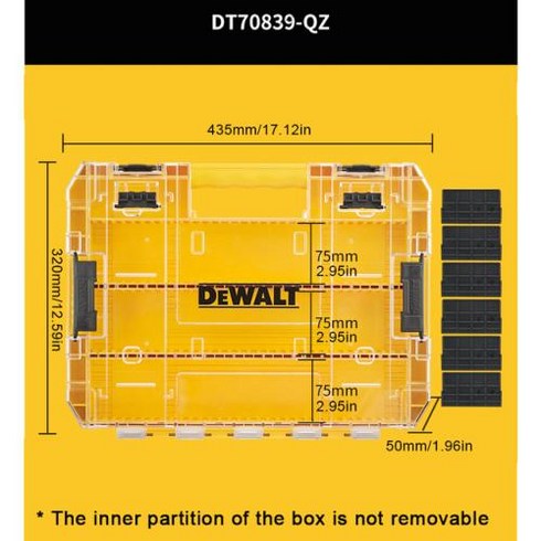 DT70839 - 상자 볼트 케이스 보관 케이스 DT70839 정리함 칸막이 6 DEWALT 도구 (대형) 터프 나사 너트 개 못, 1개