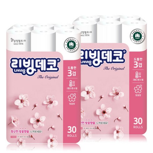 크리넥스울트라클린 - 크리넥스 울트라클린 3겹 25M 30롤x2팩 /두루마리 휴지, 삼정펄프 리빙 3겹 데코 더 오리지널 30M 30롤x2