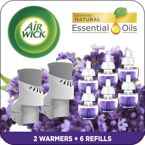 airesutilezaedt75ml - 에어윅 Air Wick Plug in Scented Oil Starter Kit 라벤더 & 카모마일 에센셜오일 공기청정 워머 2개 + 리필 6개