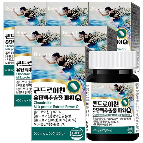 본트비 콘드로이친 MBP 유단백추출물 파워Q 상어 연골 칼슘 600mg x 60정, 6개