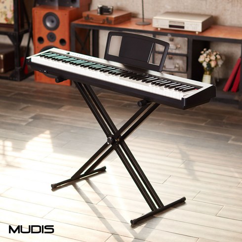 뮤디스 전자 디지털 피아노 MP-1 풀세트 패키지 블루투스 엠피원 : 모던블랙, 블랙 나무스탠드+나무수납의자