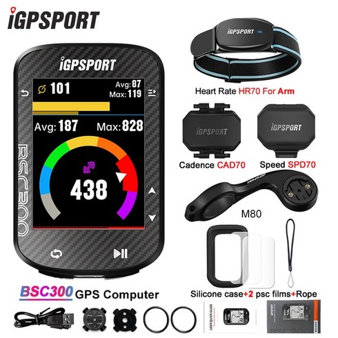 트림원라이트 속도계 BSC300 300 Wireless Bicycle Computer GPS Bike Speedometer Cycling Odometer APP Sync Slope Altitude Color Screen, 14.BSC300 HR70 All, 1개