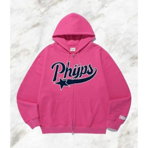 업에듀케이션 - 피지컬 에듀케이션 디파트먼트 PHYSICAL EDUCATION DEPARTMENT STAR TAIL HOODIE ZIP UP HOT PINK, XL