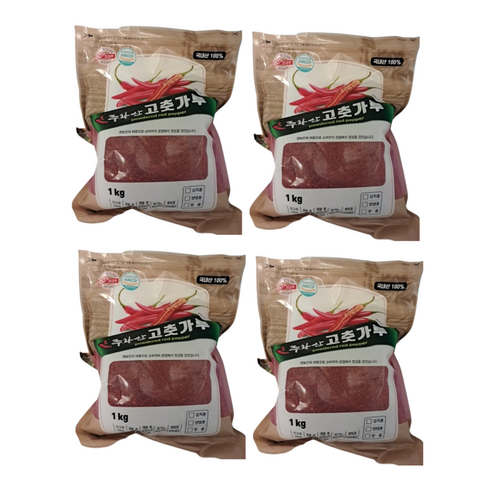 청송 주왕산 고춧가루 4kg  - [주왕산] 국내산 청송 고춧가루 4kg(1kg*4ea), 4개, 1kg