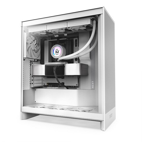 nzxt케이스 - NZXT H7 Flow V2 컴퓨터 PC 케이스 (매트 화이트), 1개