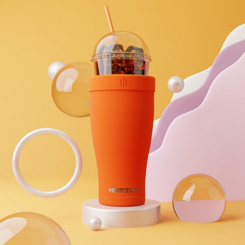해밀로 아이스커피 텀블러 얼죽아 텀블러 900ml 스텐 보온 보냉 대형 대용량, 캐롯, 1개