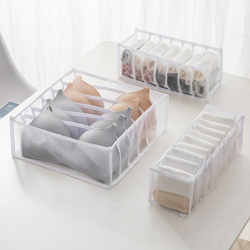 속옷수납봉투 팬티 브라수납함 옷장수납 신기 양말 서랍형 망사 격자선반함, 두꺼운 흰색, 옵션2