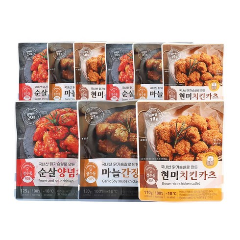 성수동905 냉동순살치킨 혼합 3종(양념+마늘간장+현미크런) 맛별 3개씩 총 9개, 단품