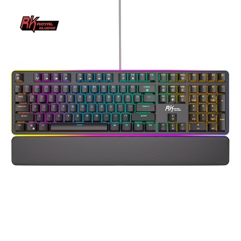 RK ROYAL KLUDGE RK918 유선 기계식 키보드 108 키 대형 LED 주변 측면 램프가 있는 100% RGB 백라이트 게임용 키보드, 검은색, 갈색 스위치, 일반형