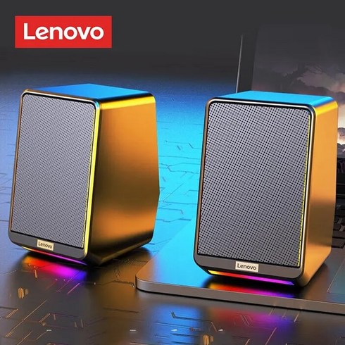 lenovo ts38 - 레노버 TS38 유선 데스크탑 스피커 35mm USB 스테레오 서라운드 음악 RGB 게임 스피커 사운드 바 컴퓨터 PC 스피커, 1)TS38 블랙, [01] TS38 블랙