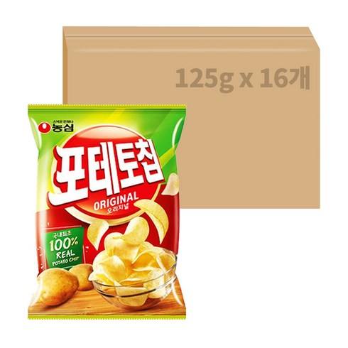 농심 포테토칩오리지널, 125g, 16개