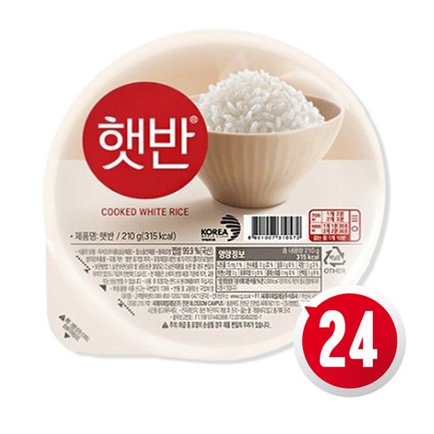 햇반 백미밥, 210g, 24개