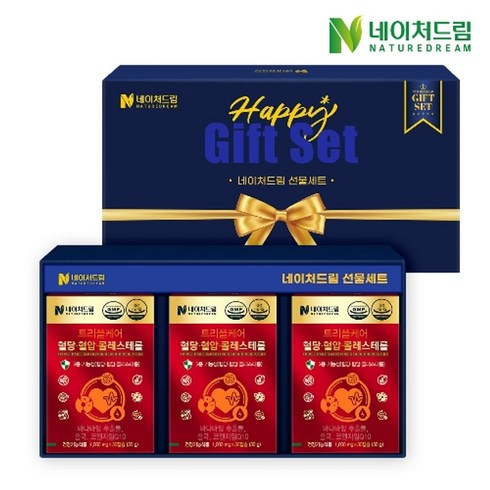 [네이처드림] 트리플케어 혈당 혈압 콜레스테롤 1000mg x 30캡슐 3박스 선물세트 / 바나바잎 / 코엔자임, 단일속성, 3개, 1