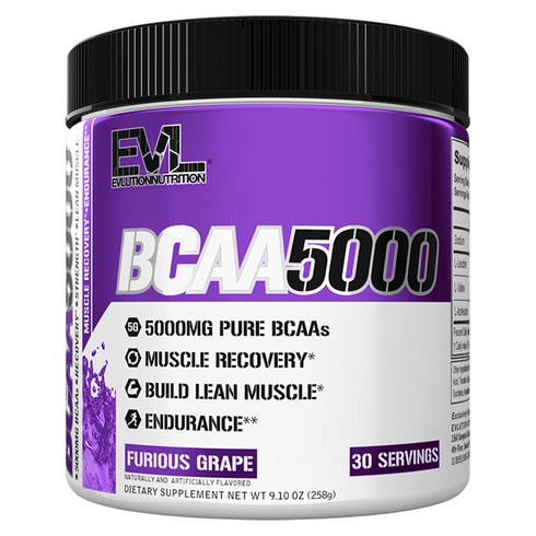 EVLUTIONNUTRITION BCAA 5000mg 퓨리어스 그레이프, 258g, 1개