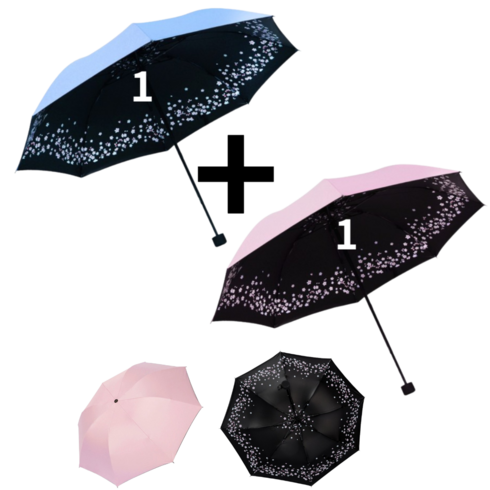 초경량 암막 우양산 2개 SET - [2개세트] 여성 벚꽃 암막 양산 초경량 자외선차단 접는 3단 양우산 우산 우양산 양산선물 4컬러 (웨일썸)