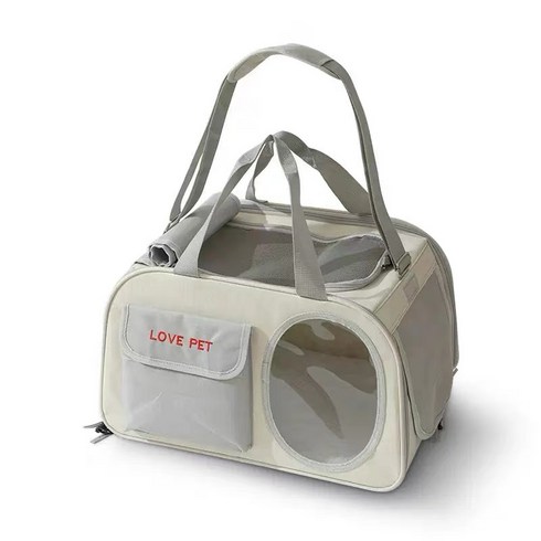 애견가방 - 코믈리 반려동물 삼면통풍 이동가방+이너쿠션세트, 그레이, 1개