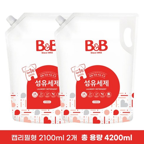 비앤비 섬유세제 리필, 2100ml, 2개