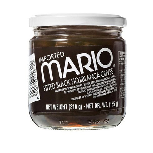 마리오 피티드 블랙 오히블랑까 올리브 절임, 310g, 4개