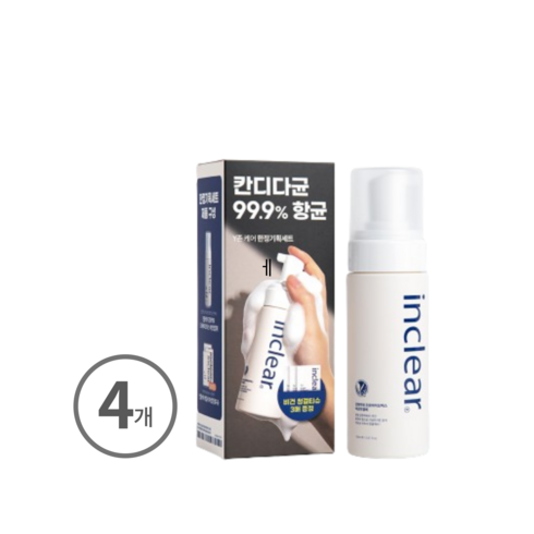 여성청결제150ml - 인클리어 강화약쑥 프로바이오틱스 여성청결제 150ml + 청결 티슈 3p 세트, 4세트