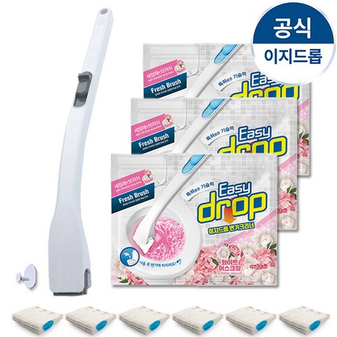 이지드롭 일회용 변기크리너 세트 그레이핸들 + 리필3팩+사은품 6개입 증정, 그레이핸들1+화이트머스크 3팩(+사은품6개입), 1세트