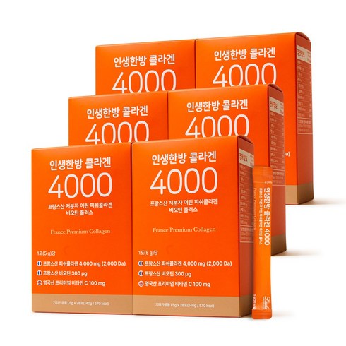 인생한방콜라겐4000 - 인생한방 콜라겐 4000 프랑스산 저분자 어린 피쉬 콜라겐 비오틴 플러스 140g 6개