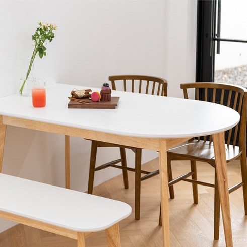 피아바식탁 - 싯존 지안 반원형 테이블 1200, 화이트