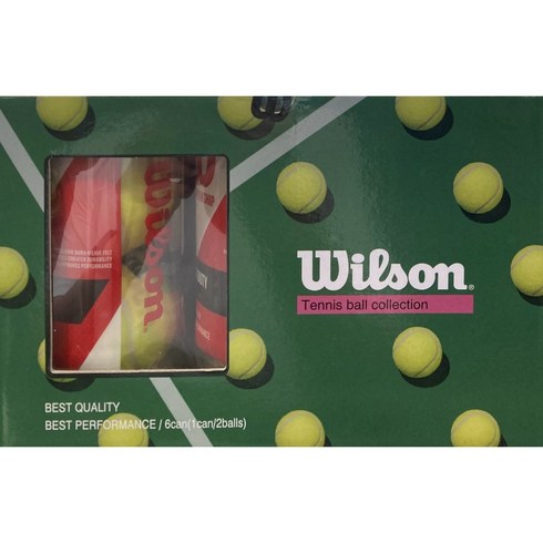 윌슨 테니스공 2개 x 6캔, 그린, 12개