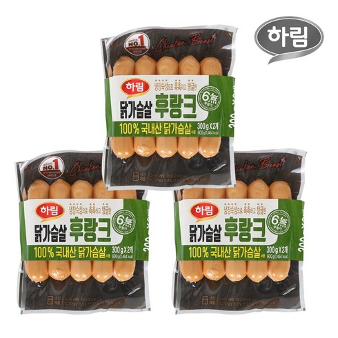 하림 닭가슴살 후랑크 600g 3개, 1세트