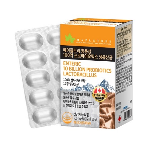 메이플트리 장용성 100억 프로바이오틱스 생유산균 500mg x 60캡슐 3박스 6개월분, 180정