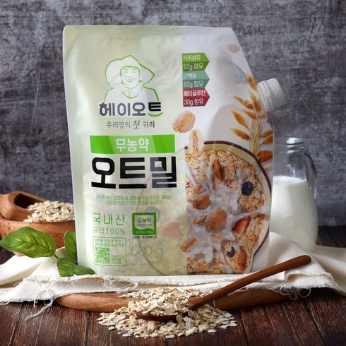 [두보식품] 헤이오트 국산 무농약 오트밀 600g, 1개