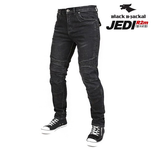 BBJ 제다이 JEDI R2m 라이딩 진 / 오토바이 청바지 무릎 골반 보호대 내장 바이크진, 블랙(Black)