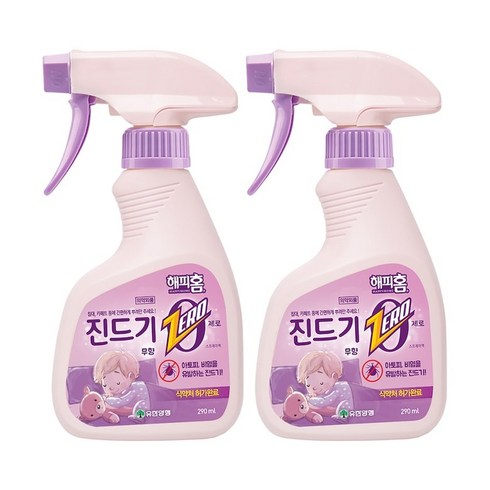 유한양행 해피홈 진드기제로 스프레이 290ml 2개, 해피홈 진드기제로 스프레이 290ml 2개 살충약