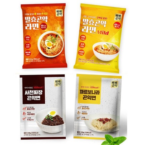 곤약라면 - 빼빼곤약 발효곤약라면 [매운맛/순한맛/까르보/사천짜장] 4종 곤약면 칼로리낮은 야식, 빼빼곤약 생라면 매운맛, 10개, 214g