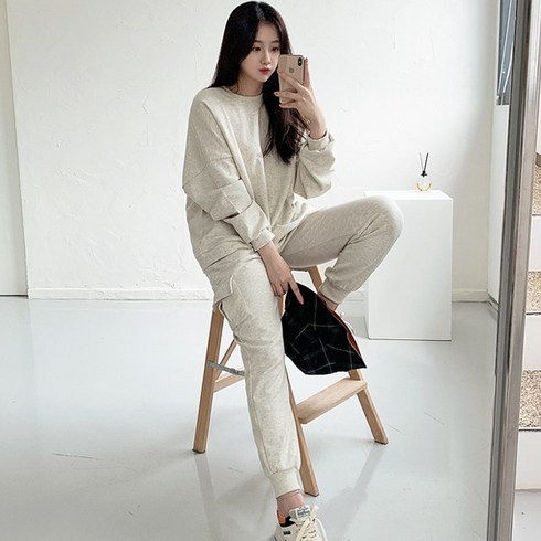 티데일리 여성용 꾸안꾸 조거팬츠 오버핏 맨투맨 트레이닝 상하의 세트