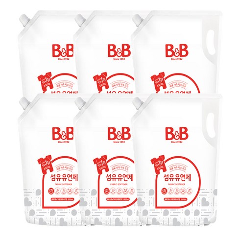 비앤비 베르가못향 캡리필 유아 섬유유연제, 1800ml, 6개