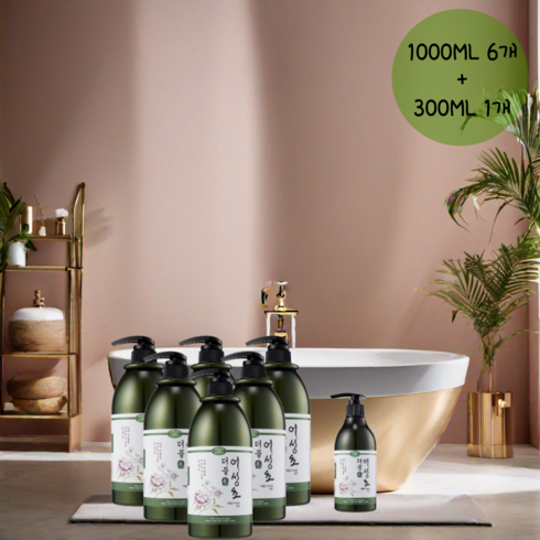 더블모 어성초샴푸1000ml 6개 + 샴푸300ml 1개 탈모샴푸, 1000ml6개 + 300ml1개