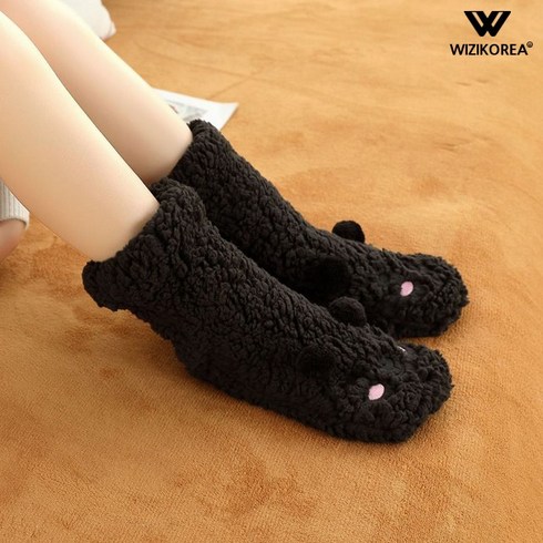 두꺼운 곰돌이 수면양말 뽀글이 양털 임산부 산모 수족냉증 방한 삭스 WI016WI