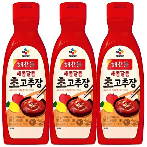 해찬들 새콤달콤 초고추장, 3개, 500g