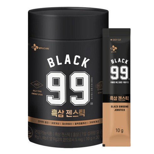 CJ웰케어 한뿌리 블랙99 흑삼 젠스틱 흑삼젤리 양갱, 300g, 3개