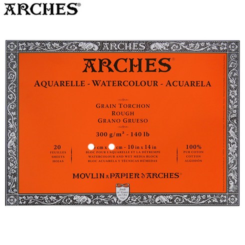 ARCHES 아르쉬 수채화패드 4면제본 300g 황목 20x20cm 20매