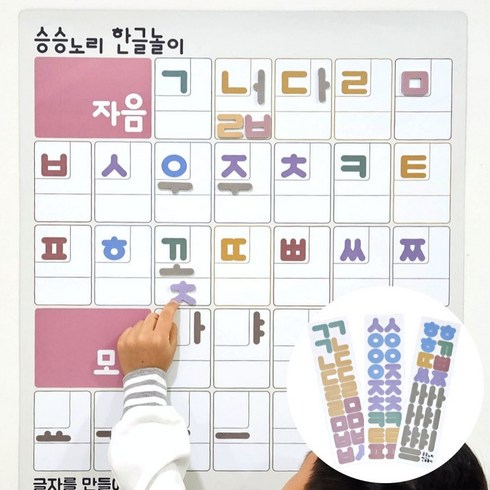 엄마표한글 - [승승노리] 유아 한글벽보 자석글자 58pcs SET 국산 아기 공부 포스터