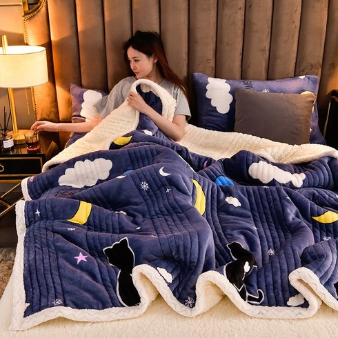 YOUPAN 도톰한 봄 이불 부드러운 극세사 담요 이불