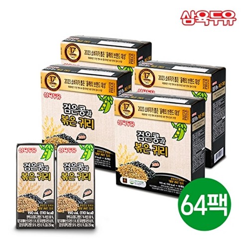 삼육두유 검은콩볶은귀리 190ml x 64팩, 64개