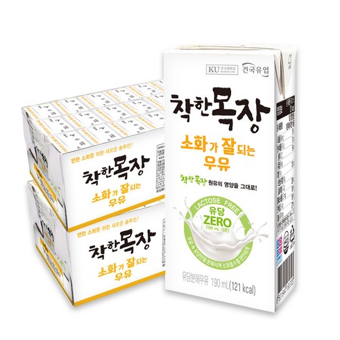 [건국유업] 착한목장소화가잘되는멸균우유 48입, 190ml, 48개