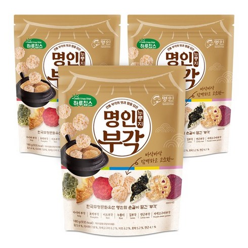 [하루견과] 명인부각 누룽지 180gx3봉, 없음, 3개